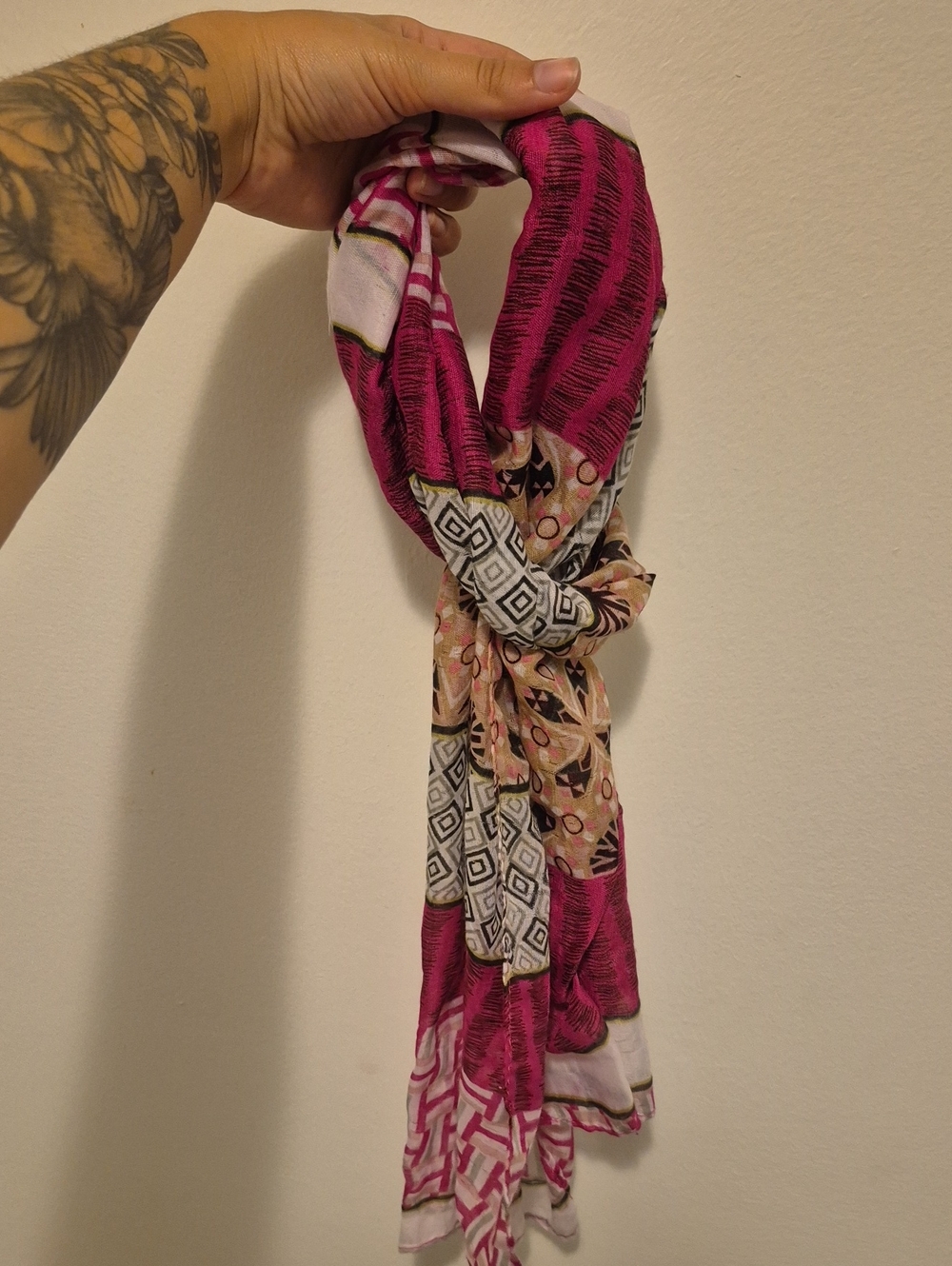 Pink Patterned Lightweight Women's Scarf